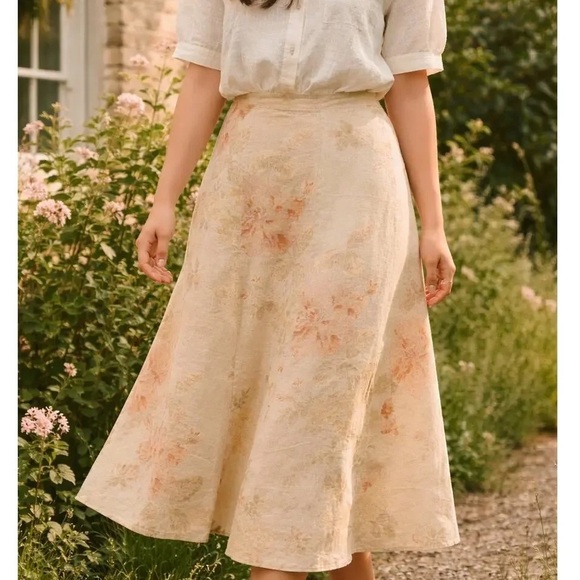 Lauren Ralph Lauren Dresses & Skirts - Lauren Ralph Lauren Floral Linen A-Line Midi Skirt